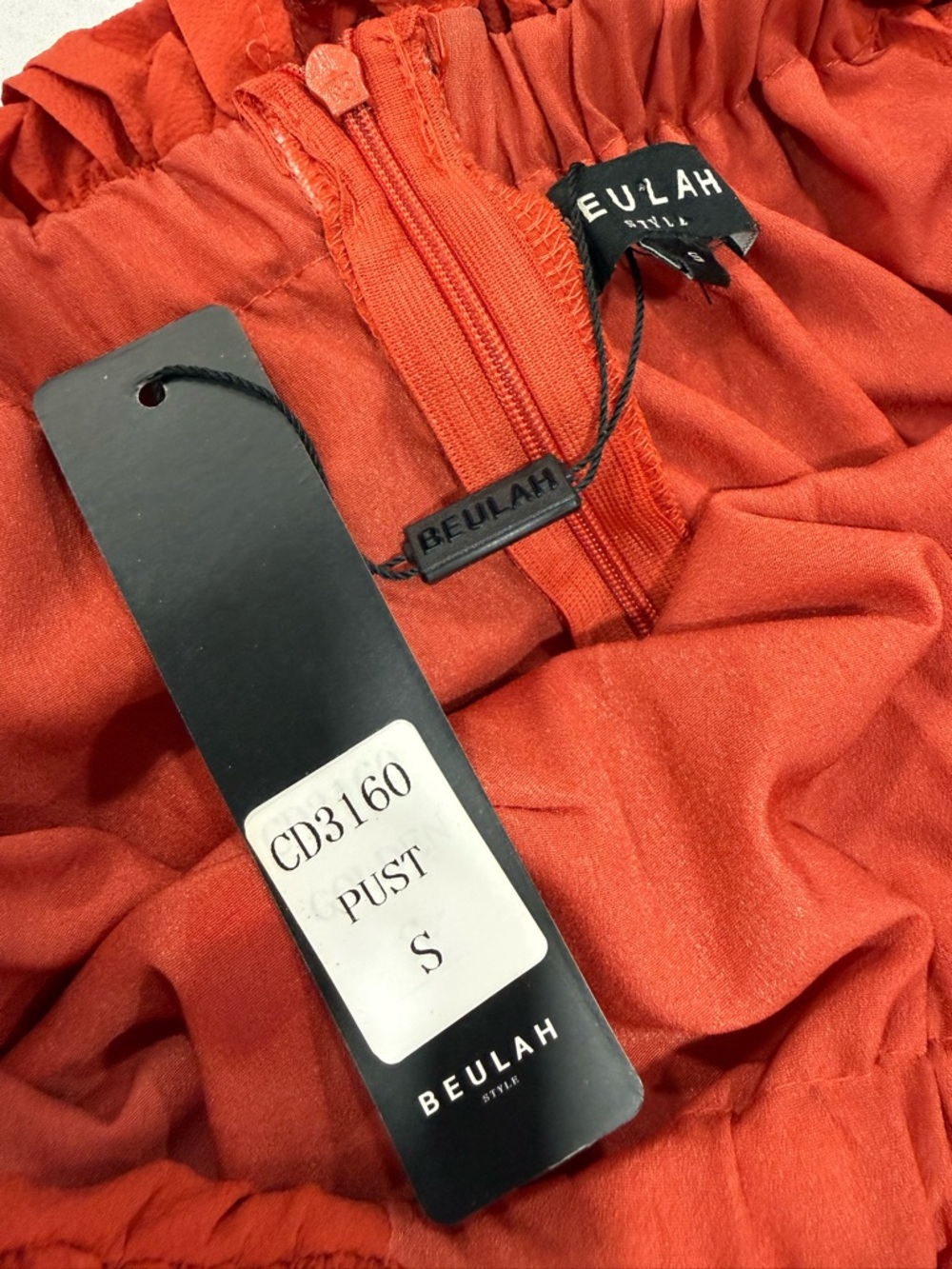 Beulah Style Off Shoulder Layered Pleated Dress Orange Size S NWT - Picture 8 of 9